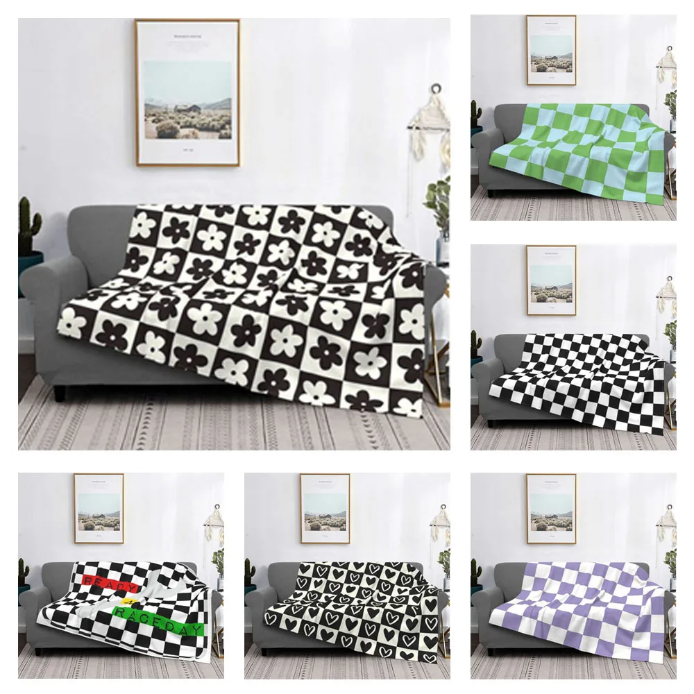 

Checkerboard Plaid Blankets Sofa Cover Flannel Printed Fashion Multi-function Ultra-Soft Throw Blanket for Sofa Car Bedspread