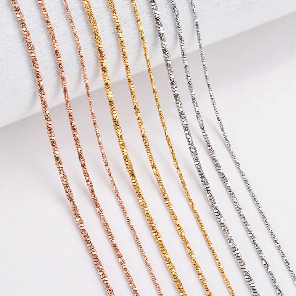 1 Stück Breite 0,9/1,2/1,5mm Winzige Gedrehte Quadratische Schlangenkette Schmuck Edelstahl Choker Halskette für Frauen Collier – Detail 2