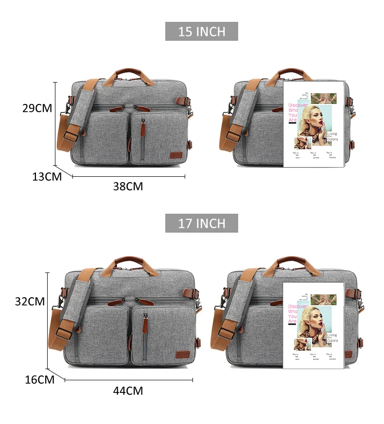 17.3 Vintage Briefcases Men Office Laptop Work Bag Man Convertible Business Multifunction Computer Handbag Travel Tote Bag XA229