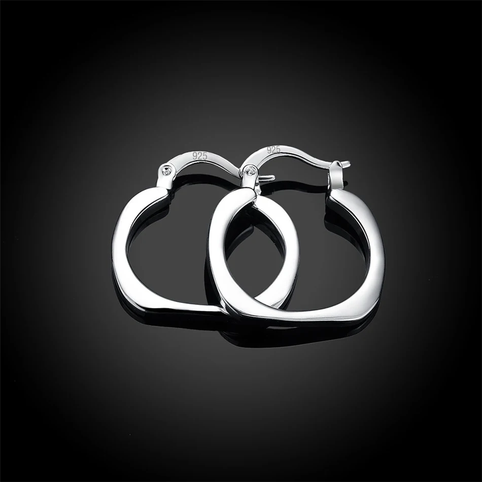 DOTEFFIL 925 Sterling Silver Square Round 20mm Hoop Earrings For Woman Wedding Engagement Party Fashion Charm Jewelry image 4
