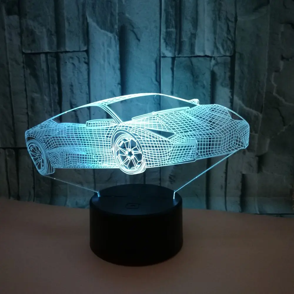 Baby Night Light Acrylic 3d Illusion Lamp Sports Car Nightlight Smart Phone 16 Color Remote Contal Table Lamp for Kids Child Gif