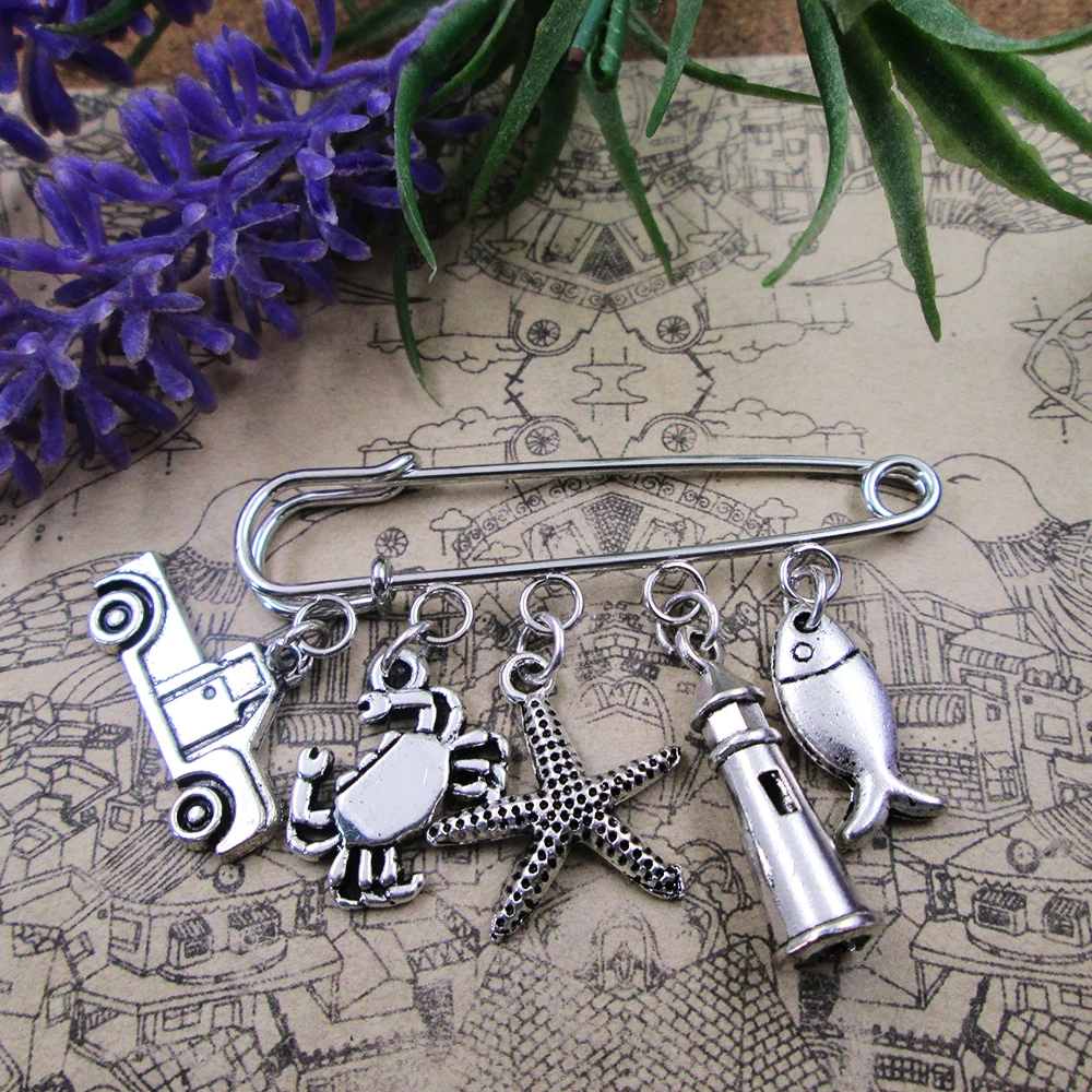 ocean life kilt pin brooch enjoy the life charm brooch mother's day present friend birthday gift