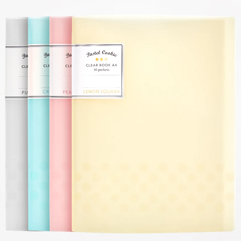 KOKUYO WSG-CBCN Pastel Cookie Clear Book A4 10/20/30/40 Pocket File Folder Document Bag Maximum Capacity 200/300 Sheets