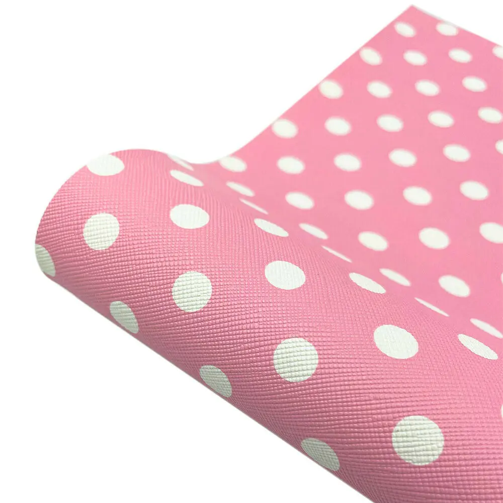 Dots Macaroon Color Printing PVC PU Leatherette Fabric Polka Dots Cartoon Leopard Print DIY Bow Toy Craft A4 A5 20X120CM