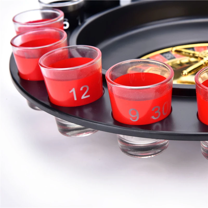 Hot Sale Russia Drinking Turntable Shot Glass Roulette Set Novelty Drinking Game With 16 Shot Glasses Adult Party Drinking Set