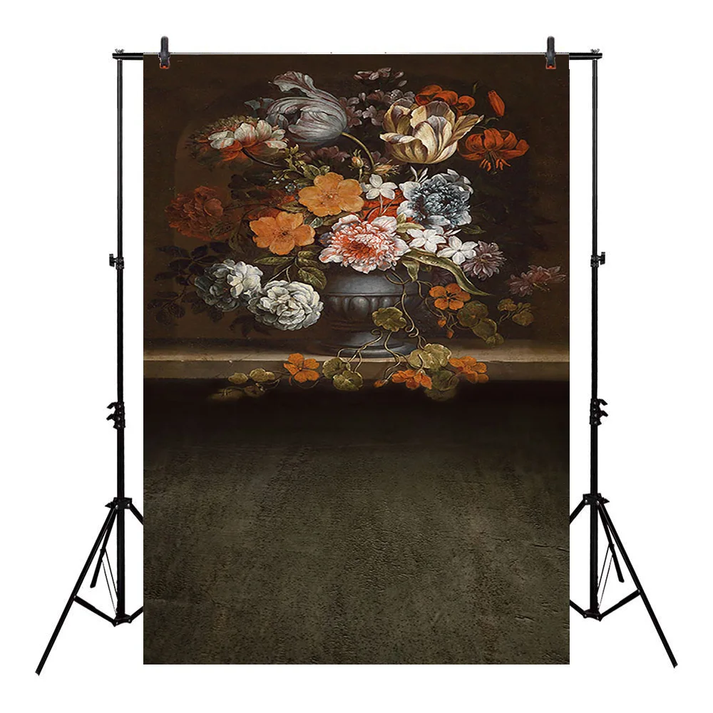 Photography Backdrop Vintage Portrait Photocall Floral Flowers Vase Old Master Photo Background Professional Supplies Props