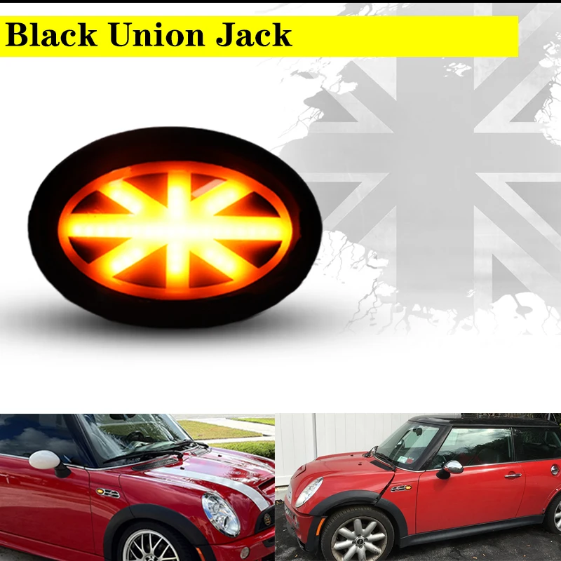 2PCS Car Flowing Side Repeater Lamp Union Jack logo Side Marker Light For BMW MINI Cooper R55 R56 R57 R58 R59 2007-2013