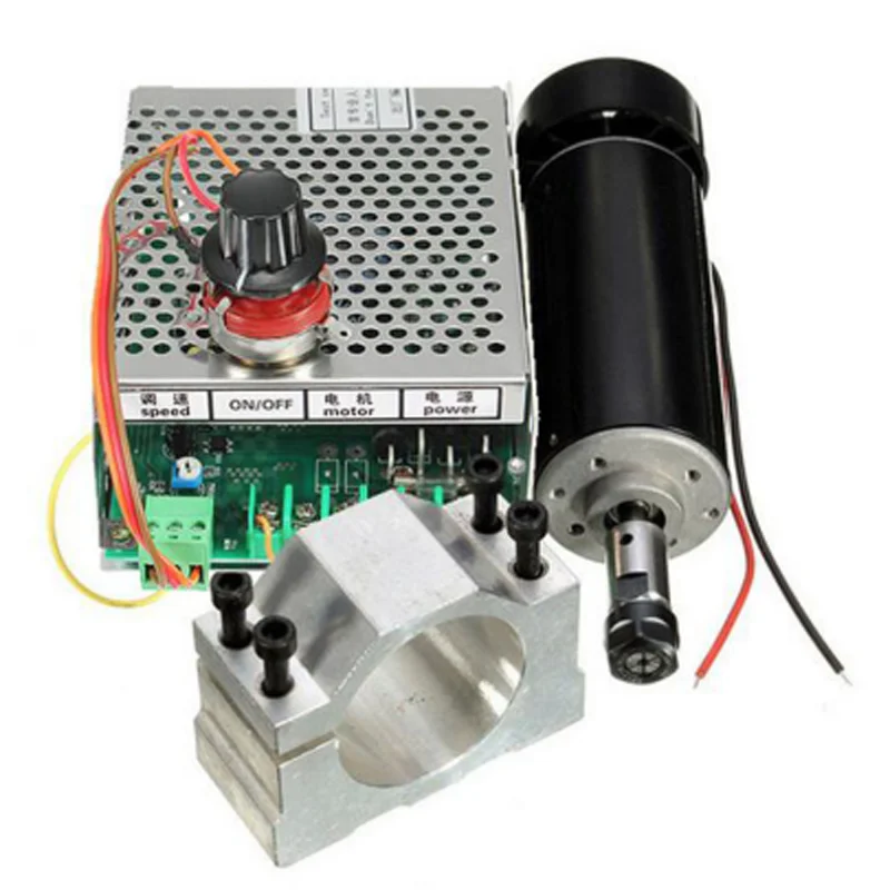 

500W Air cooled spindle ER11 chuck CNC 500W Spindle Motor + 52mm clamps + Power Supply speed governor For PCB Engraving