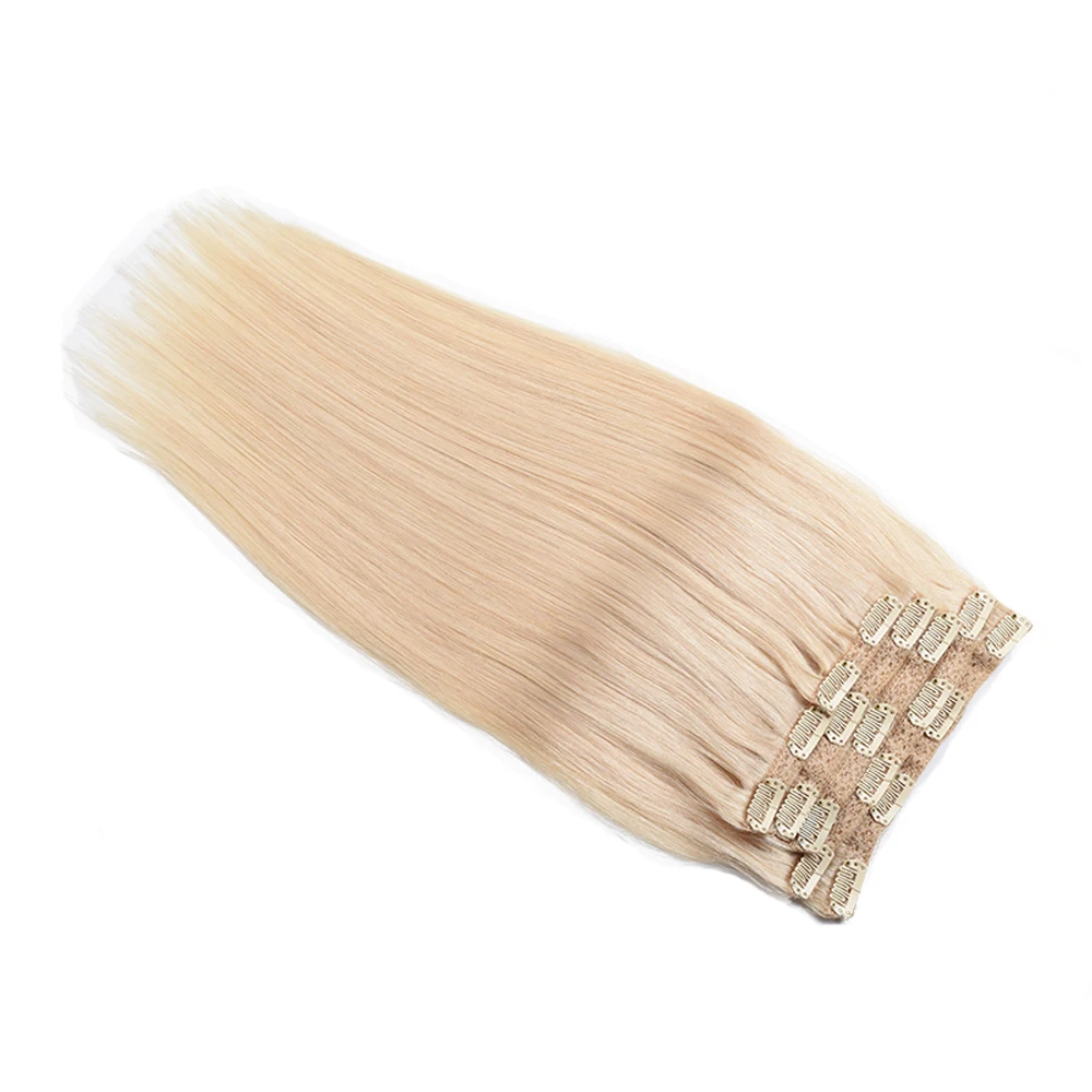 Toysww مشبك شعر بشري في تمديد 100 جرام 120 جرام وصلة شعر روسية مشبك شعر بشري كامل الرأس شعر ريمي اللون # 613 #3