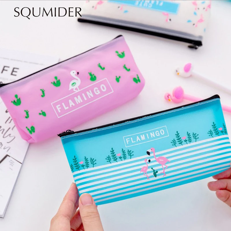 Kreative Cartoon Flamingo Bleistift Fall Zipper Bleistift Tasche für Kinder Mädchen Geschenk Große Fall Büro Schreibwaren Liefert für schule