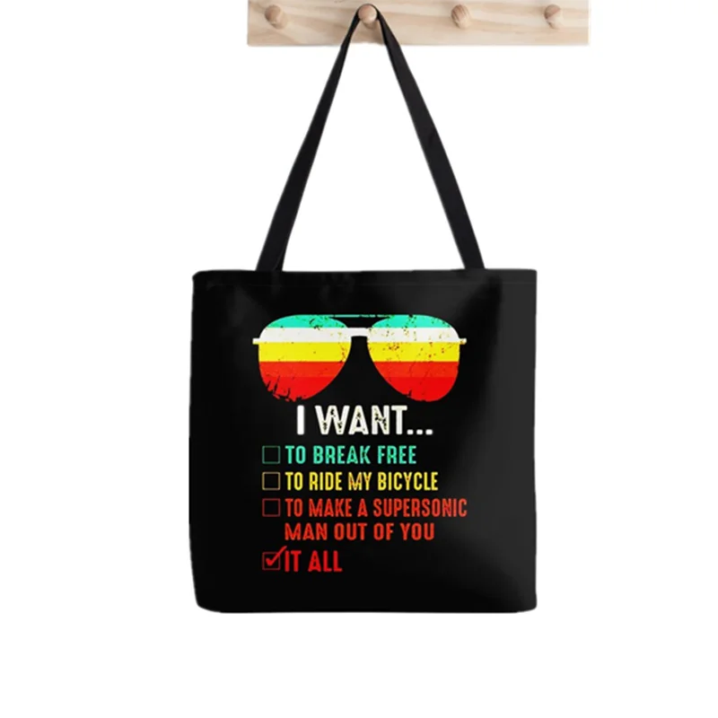 Shopper Freddie Mercury I Want To Break Printed Tote Bag women Harajuku shopper handbag Shoulder shopping bag Lady Canvas Bag