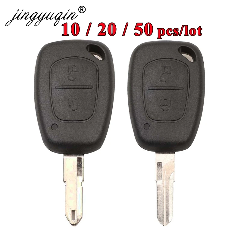 jingyuqin 10/ 20/ 50pcs Remote Car Key Case Empty Shell Replacement 2 Button for Renault Traffic/Master/Vivaro/Movano/Kangoo