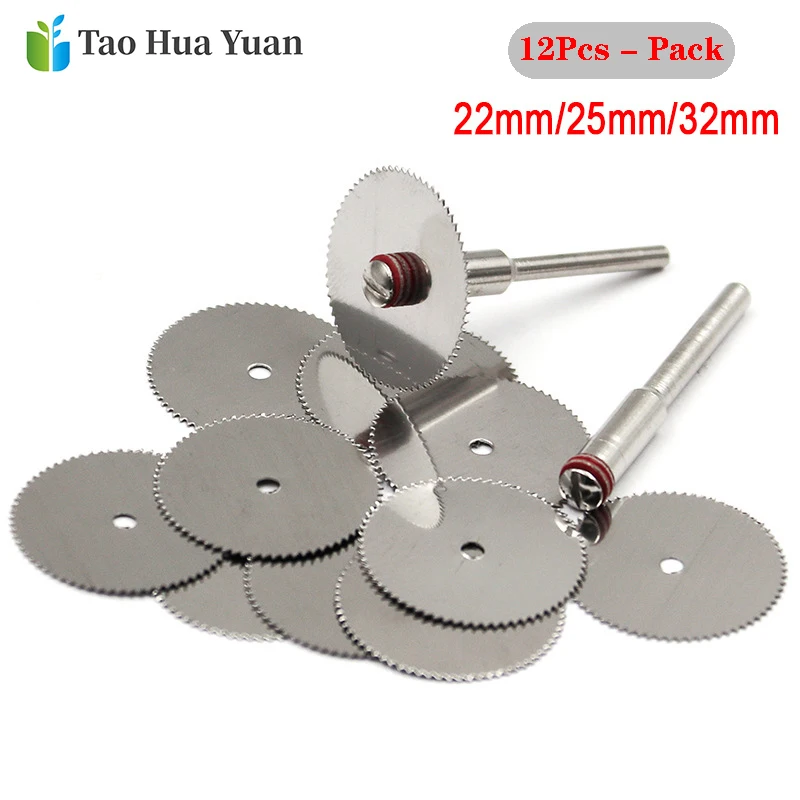 10Pcs/Set Wood Saw Blade Disc + 2 x Rod Dremel Rotary Cutting Tool 10 x 22/25/32mm Woodworking Tools Set  Power Tool Accessories