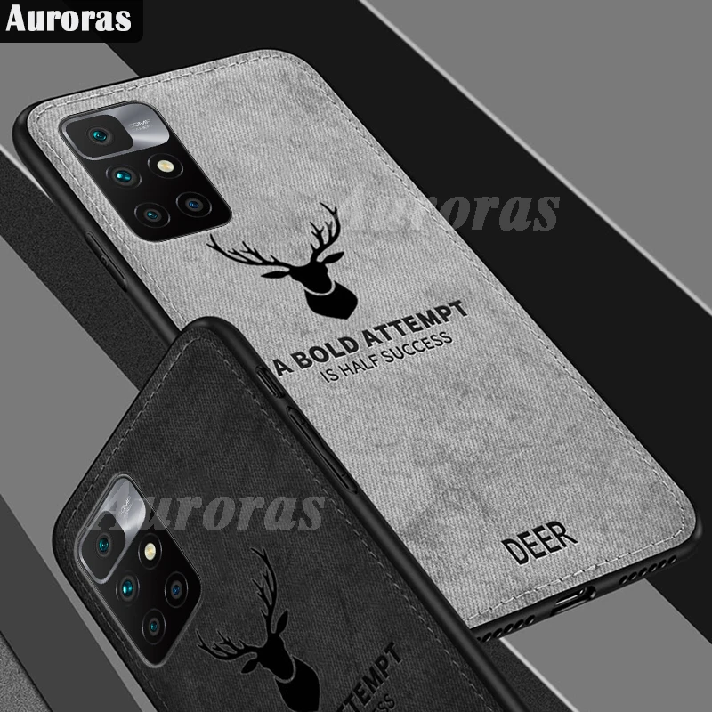 Auroras For Xiaomi Redmi 10 Case Luxuy Brand Cloth Texture Elk Back Deer Cloth Soft Cases For Redmi Note 10 Pro 5G 10S Cover