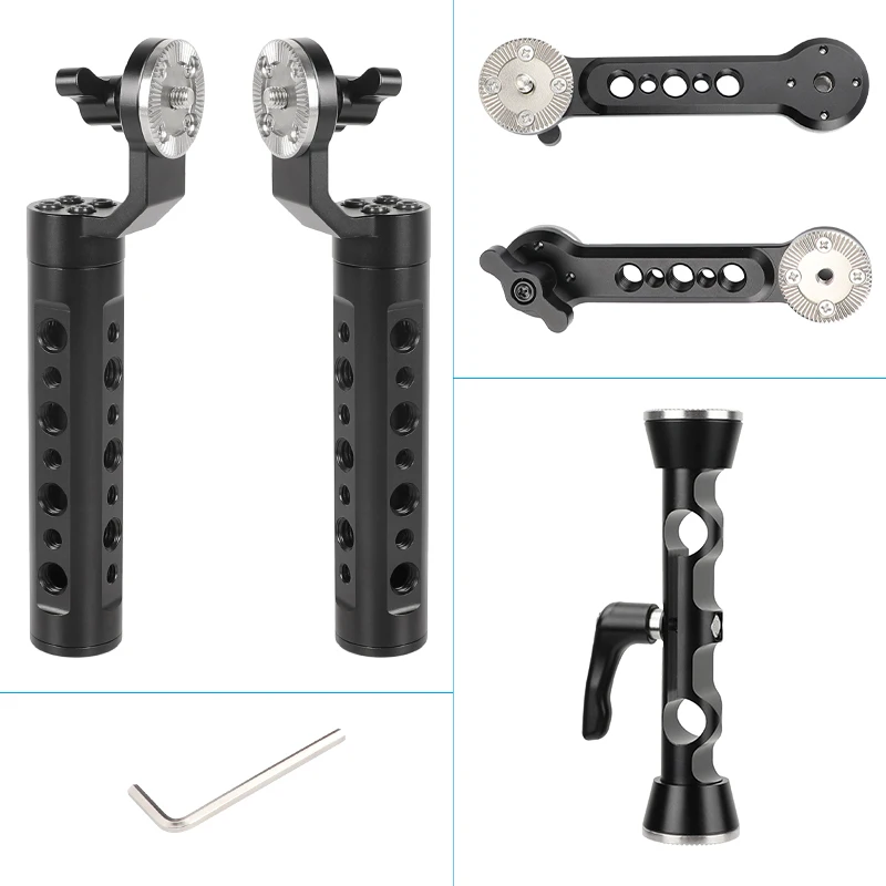 CAMVATE Aluminum Cheese Handgrip Rig With Strengthening ARRI Rosette Magic Arm & 15mm Dual Rod Clamp For DSLR Shoulder Mount Rig