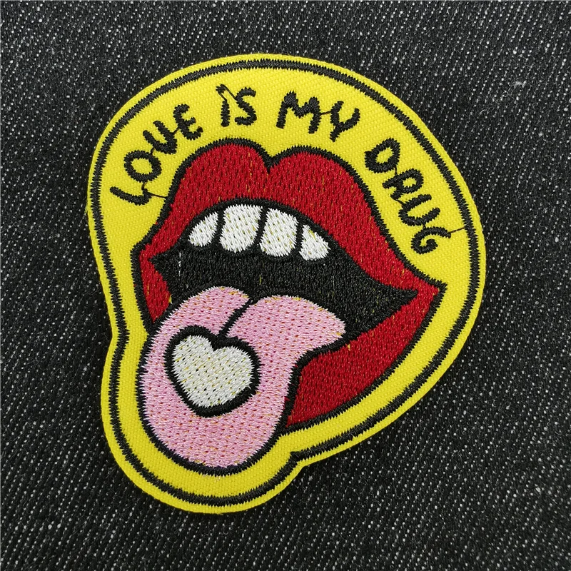 Sexy Lips Embroidery Patch for clothes Anime Cartoon Animal Iron on Patches Cute Duck Stripes Heart Sticker Corgi Frog Badges