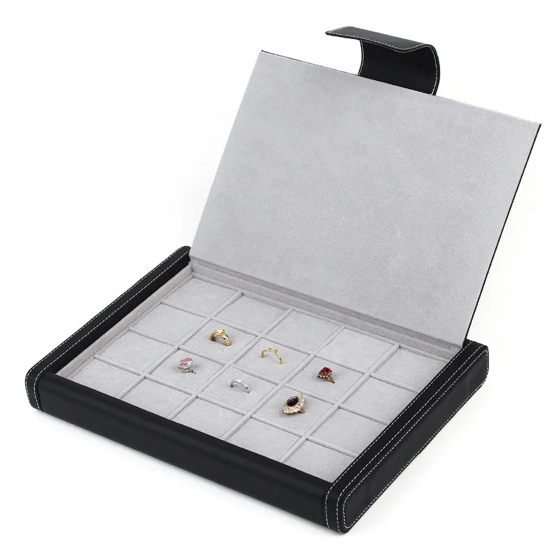 

New simple high-end portable PU leather jewelry storage box, fashion 20-bit jewelry ring box earring pendant jewelry case