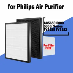 FY5185/30 FY5182/30 Hepa Activated Carbon Filter Replacement for Philips Air Purifier AC5659 5000 and 5000i Series