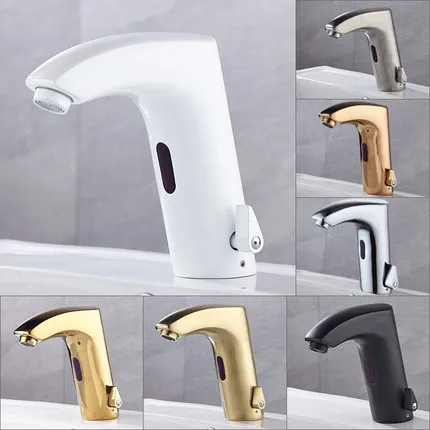 MTTUZK Matte Black Brass Deck Mounted Automatic Sensor Faucet Basin Touchless Infrared Faucet Brushed gold Hot Cold Sensor Tap