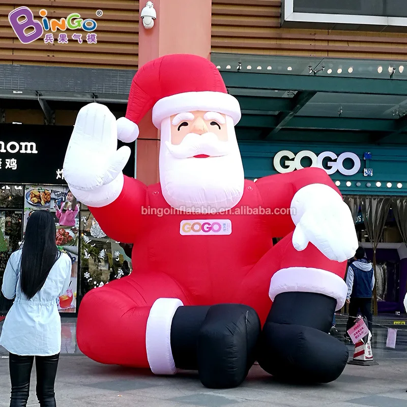 Papá Noel sentado inflable para decoración navideña, para exteriores, 5mH, para Navidad, con logotipo personalizado