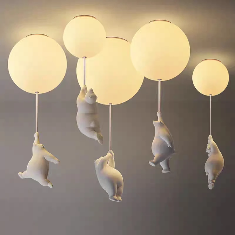 

Modern bear net red children's room ceiling lamp cartoon bedroom balcony restaurant creative warm boy girl aisle lamp simple