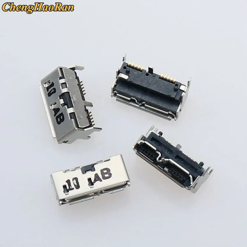 ChengHaoRan-Conector Micro USB 3,0, de 10 pines conector hembra, puerto de carga trasera, interfaz de disco duro Móvil, 2 uds.