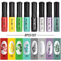 KADS-Juego de esmaltes para uñas, 8 piezas, 7ml, para placa de sello, negro, blanco, dorado, plateado, esmalte de uñas de colores