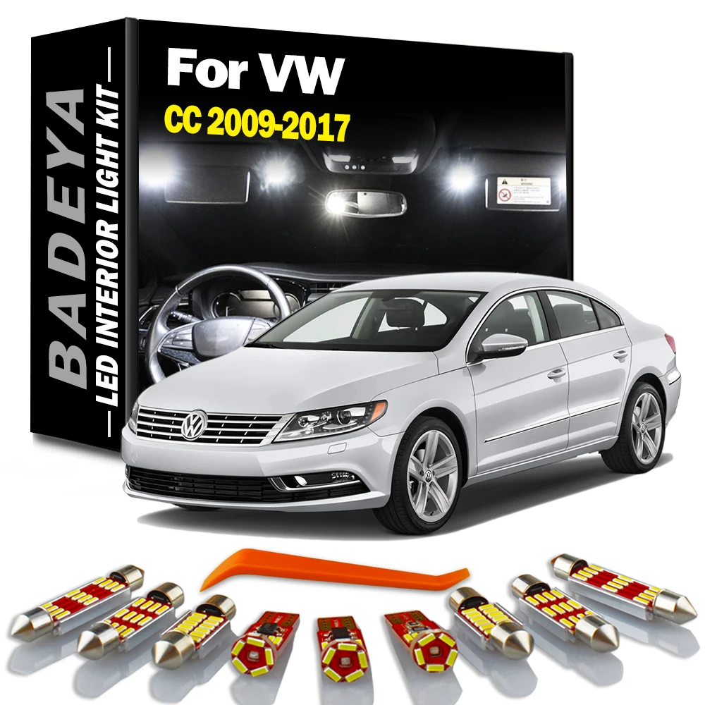 BADEYA Canbus LED Interior Light Kit For Volkswagen VW CC 2009 2010 2011 2012 2013 2014 2015 2016 2017 Dome Map Lamp No Error