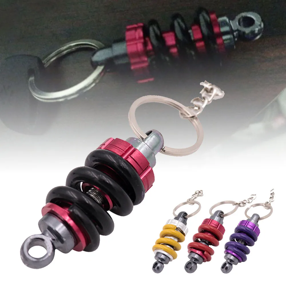 1Pcs Universal DIY Shock Absorber Shaped Metal Key Chain Gift Decor Pull The Wind Cool Keychain For Car Motorcycle