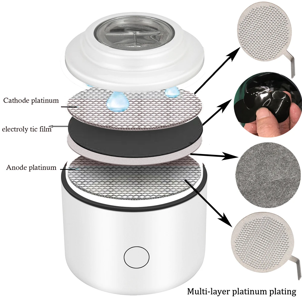 Garrafa Nano Gerador de Água Rica em Hidrogênio, Mini Ventilador de Gás H2, Recarregável Anti-Envelhecimento Smart Water Cup, 7.8Hz