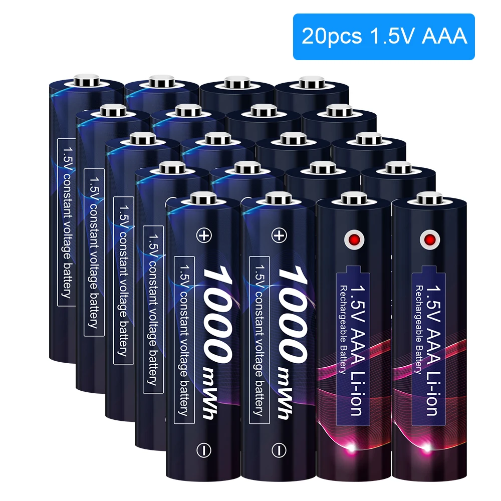 

1.5V AAA Lithium Li-ion Rechargeable Battery 1000mWh 1.5V AAA Battery 1.5v Li-ion Rechargeable Batteries AAA 1.5V Rechargeable