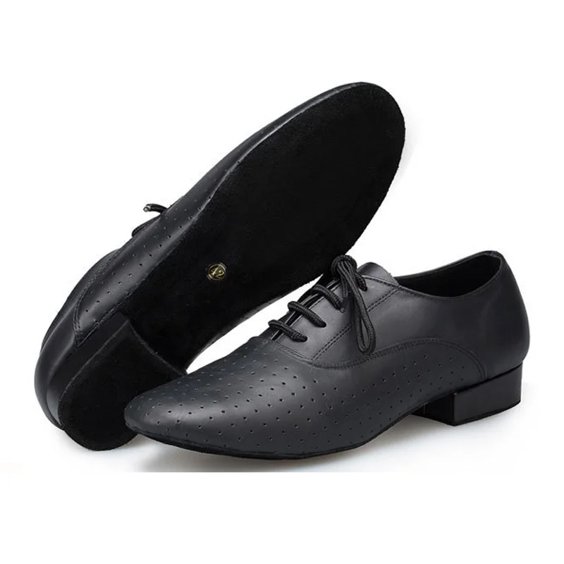 Professionele Lederen Ballroom Latin Salsa Dansschoenen Mannen Jongen Party Tango Moderne Jazz Rumba Lage Hakken Schoenen Suède Zool EU39-46