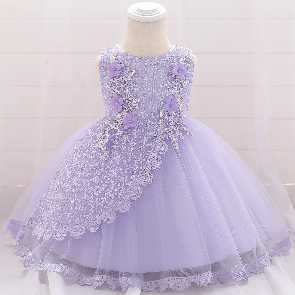 Newborn Flower Party Baby Girls Dress Elegant Christening 1st Birthday Tulle Kids Dresses for Girls Wedding Bridemaids Prom Gown