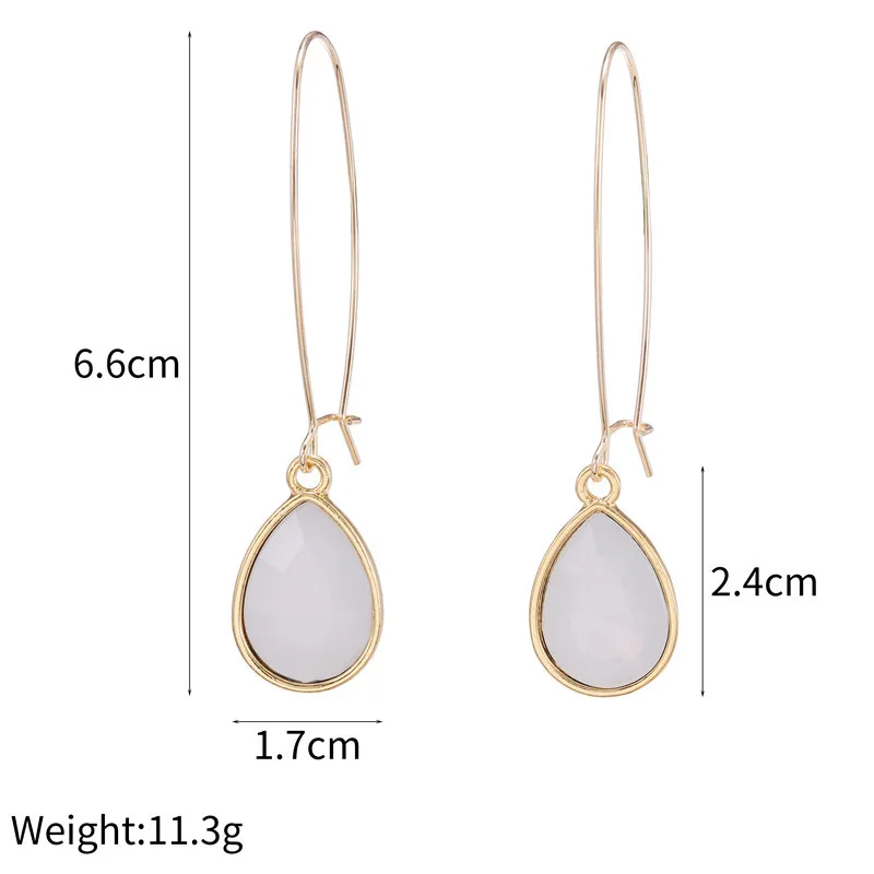 New Korean Style Water Drop Long Earrings Resin Stone Pendant Dangle Earring For Women boucles d'oreilles pendantes