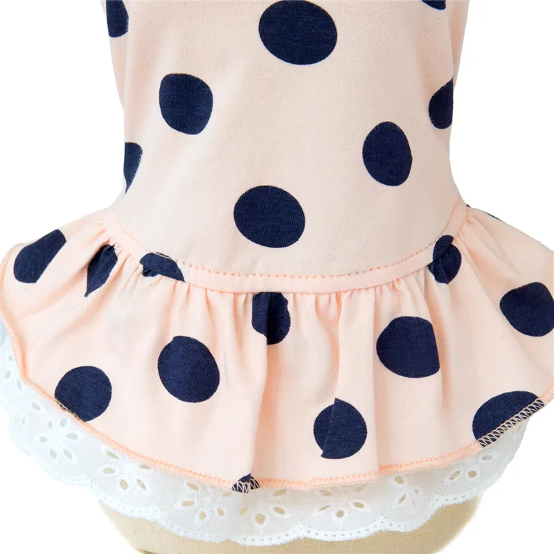 Fashion Dot Bow Cat Dog Dress Skirt Summer Sweer Pet Princess Dresses for Small Dogs Shih Tzu Yorkshire Clothing Puppy Clothes