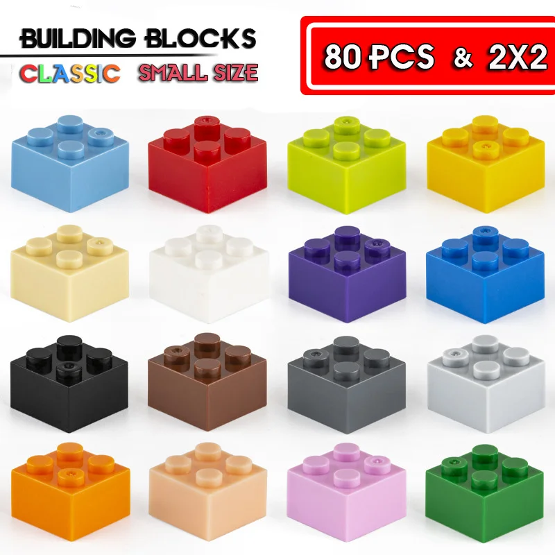 

80 pcs building block basic accessories 2x2 dot high brick educational creative compatible brick children's toy SJJM-08