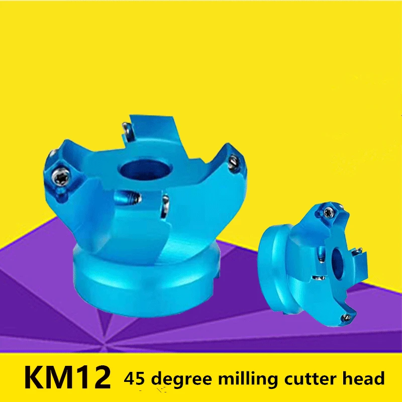 

45 Angle KM12 Face Aluminium Plane Head End Mill Milling Cutter SEKT1204 Insert Wholesale CNC Machine High Hardness Tools 4Flute