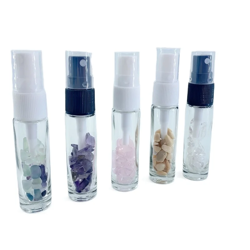 Gemstone Natural Quartz Mist Spray Bottle 10 Ml Atomizer for Perfume Toner Essential Oil  Cosmetic Packaging 10pcs/lot P320