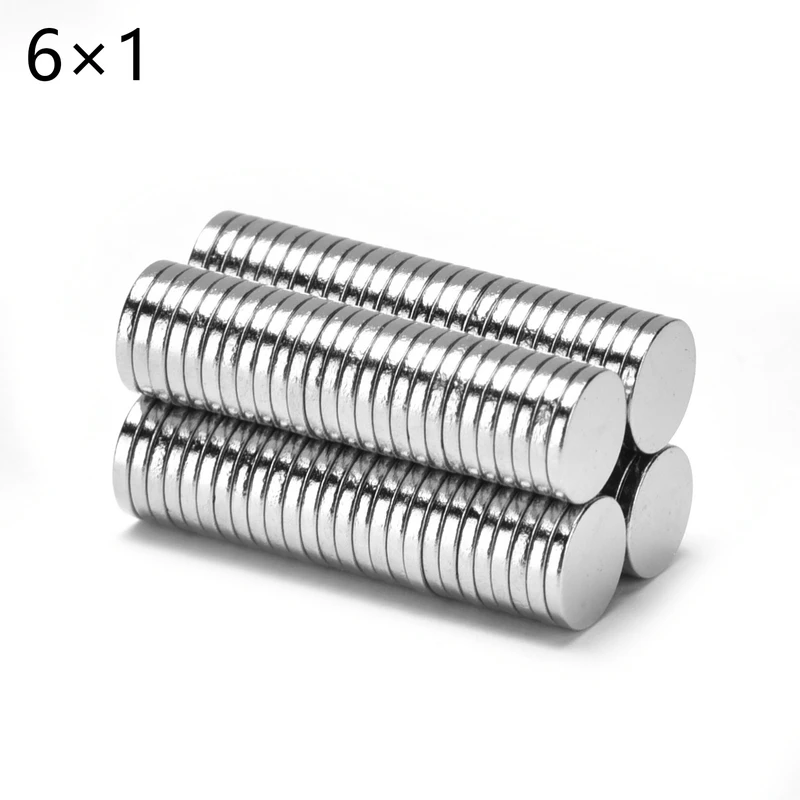 50 Pieces N35 Round Magnet 6X1 6X4 6X2 6X3 6X5 6X6 -- 6X15   Neodymium Permanent Magnet NdFeb Strong Magnet 6*1 6*2 6*3 Magnetic