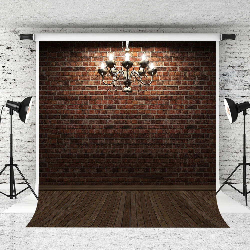 

VinylBDS 5X7FT Brick Wood Chandelier3D Baby Photography Backdrop Background Children Studio Backdrop