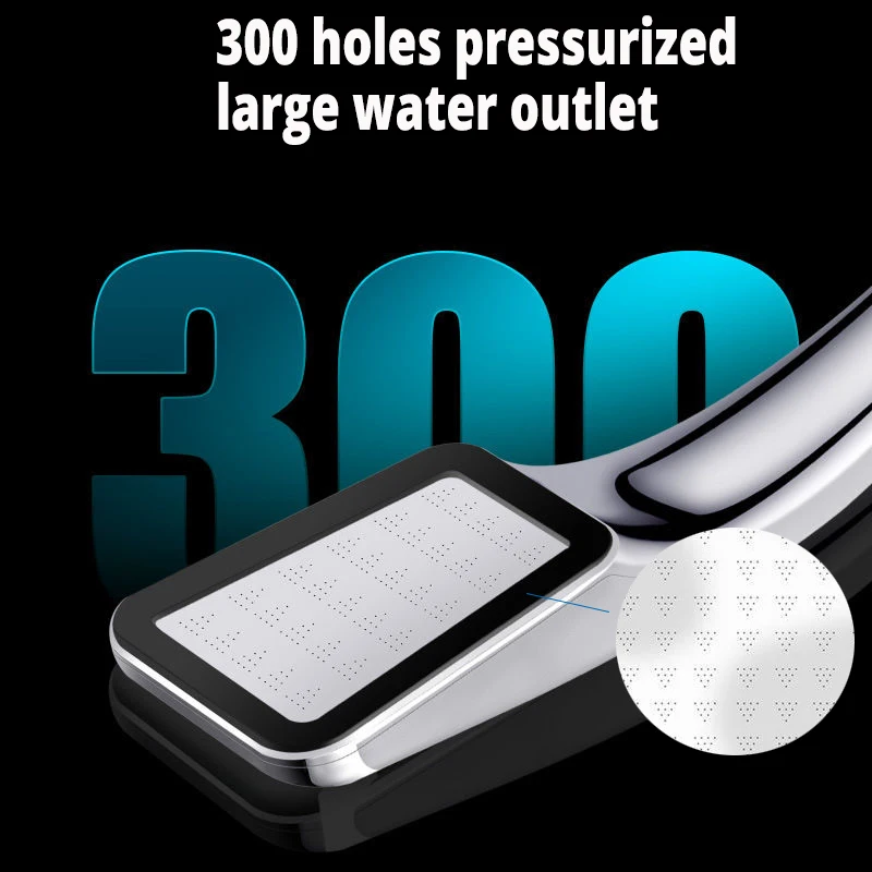 Square Shower Head 300 Holes Water Saving Nozzle With Abs Chrome High Pressure Shower Head Bathroom Accessories Sprayer Shower