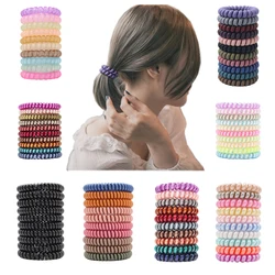 2020 New Fashion Shiny Mixcolor Spiral Spin Screw Tel Wire Hair Ties Pearly Premium Plastic Rubbers Ponytails Hair Scrunchies