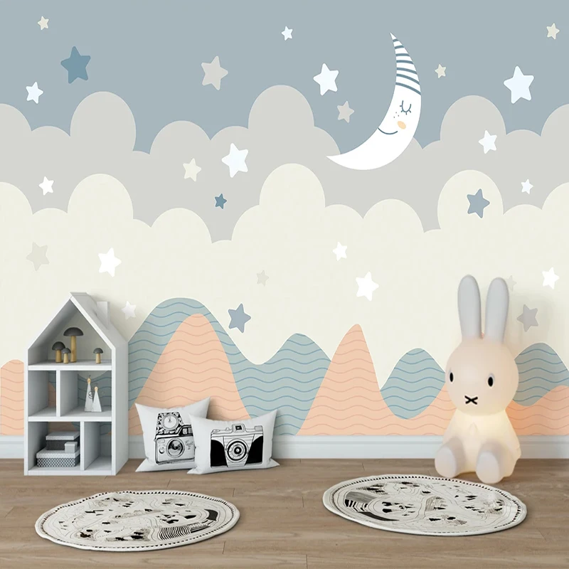 

Custom Kids Room Wall Cloth Modern moon cartoon elk Photo Wallpaper Children's Room 3D Mural Vinyl/Silk Waterproof Wall Painting