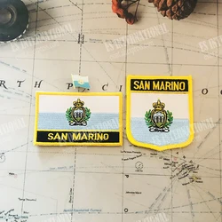 SAN MARINO National Flag Embroidery Patches Badge Shield And Square Shape Pin One Set On The Cloth Armband Backpack Decoration