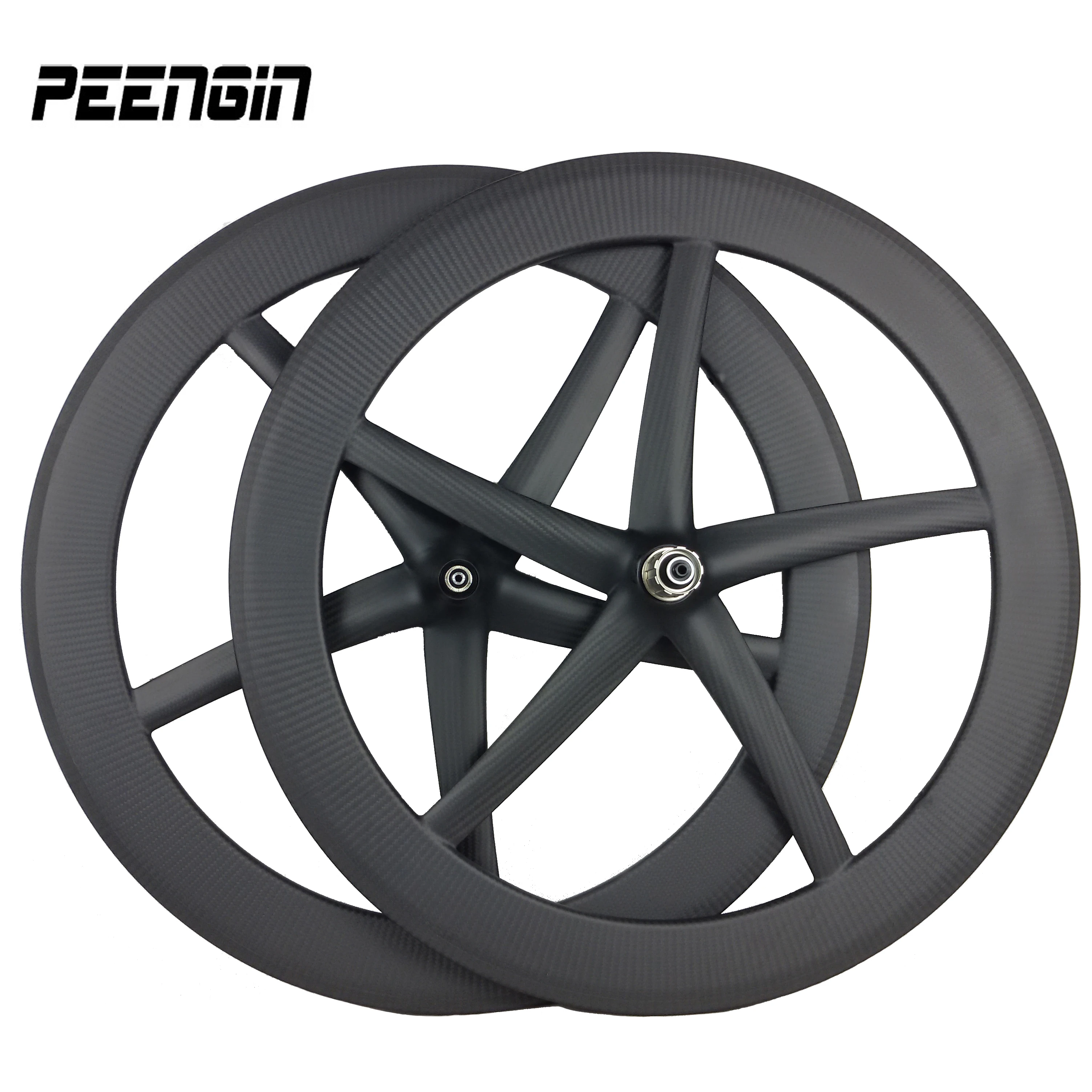 Top Quality New DIY UD Carbon Five Spoke Starfish Track Single Speed Wheelset Bike Wheel Road Cyclocross/Train Triathlon Bicycle