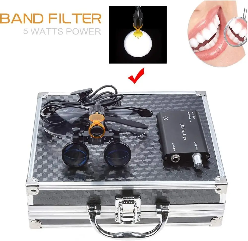 3.5X Dental Loupes Front Light Dentistry 5W Dental Unit Lamp Surgical Magnifiers Dental Magnifying Glasses Dentist Loupe