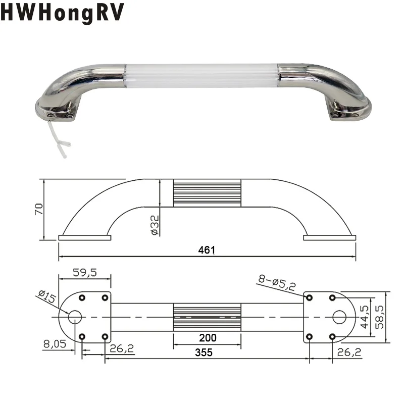 Motorhome Upper Door Handle Security Access Handle For Campervan Wall-Mounted Non-Slip Handrail For Bathroom