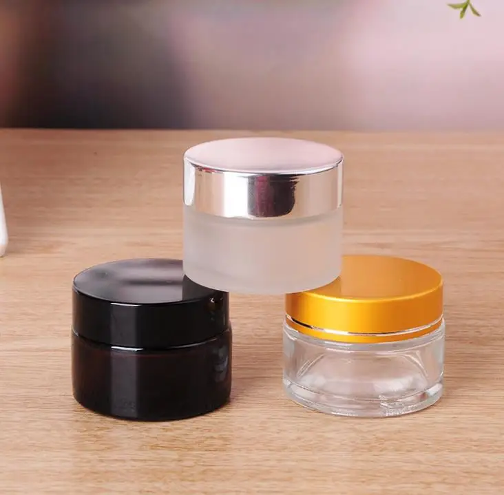 500pcs 5g/5ml 10g/10ml Cosmetic Empty Jar Pot Makeup Face Cream Container Bottle with black Silver Gold Lid and Inner Pad SN448