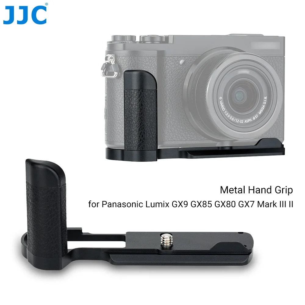 JJC DMW-HGR2 metalowy uchwyt ręczny uchwyt kamery statyw Quick Release L uchwyt płyty dla Panasonic Lumix GX9 GX85 GX80 GX7 Mark III II