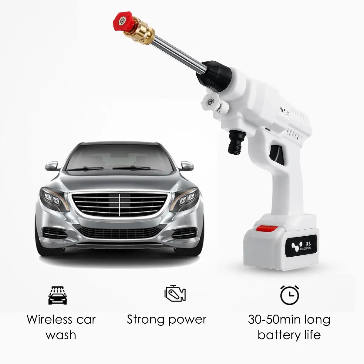 12/24V 200W Handheld Auto Spray Powerful Washer Machine Cordless High Pressure Car Washer Gun Garden Water Jet 5600mAh Battery